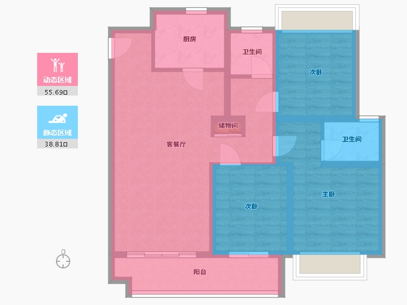 江苏省-徐州市-金樾府-102.02-户型库-动静分区