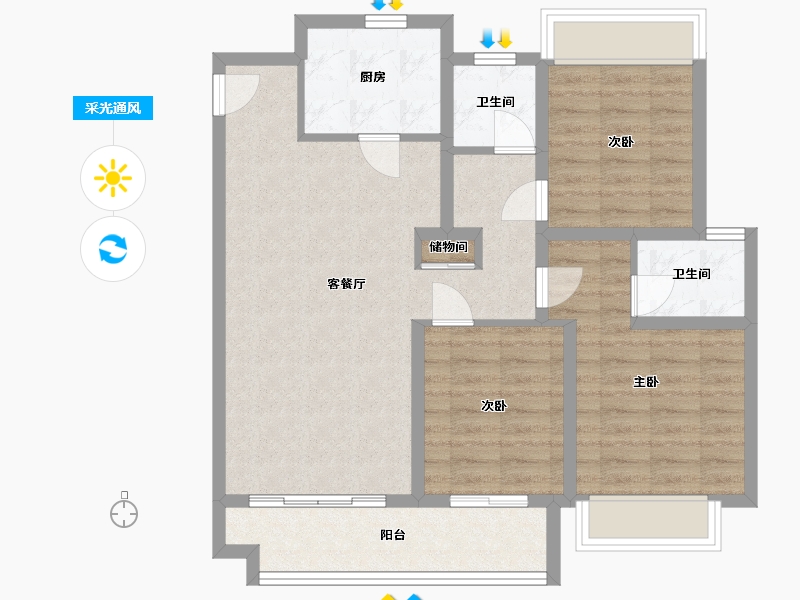 江苏省-徐州市-金樾府-102.02-户型库-采光通风