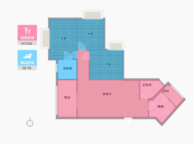 广东省-广州市-南悦花苑-一期-86.58-户型库-动静分区