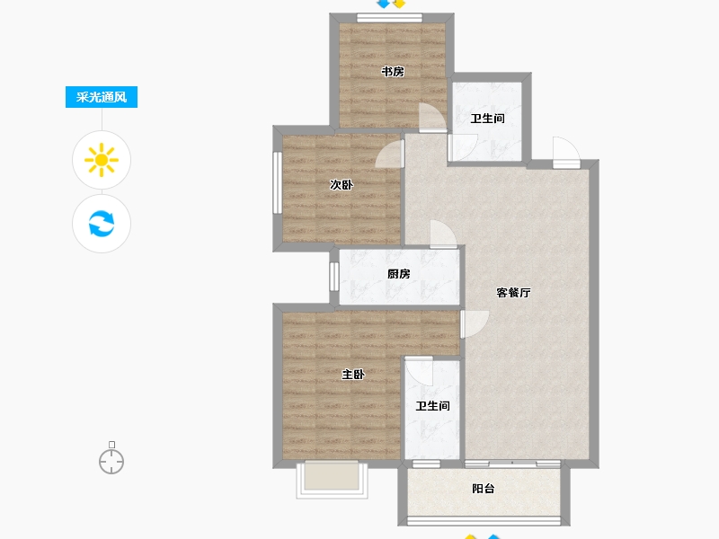 河北省-保定市-锦珑府-88.80-户型库-采光通风