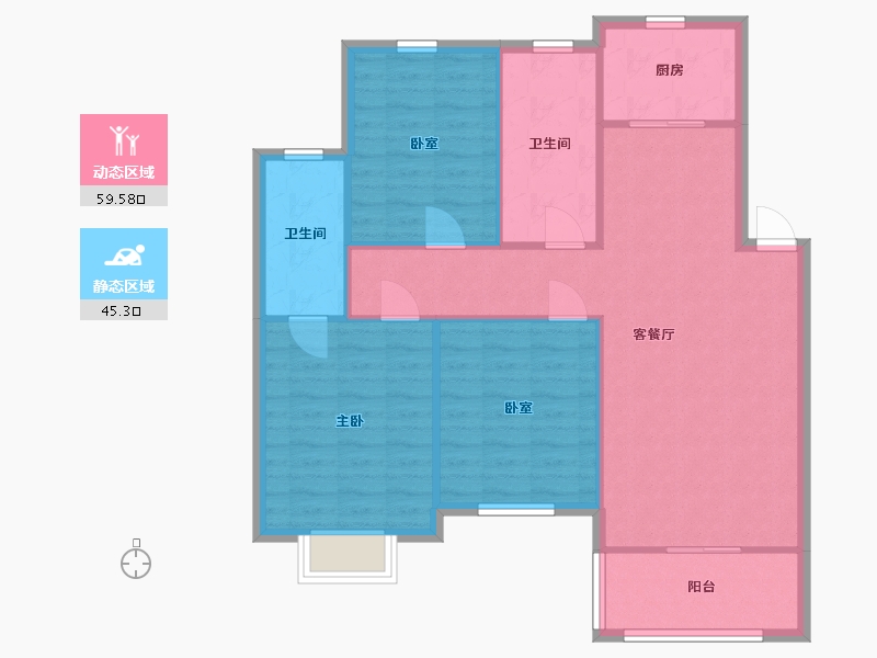 江苏省-苏州市-龙华园-110.00-户型库-动静分区