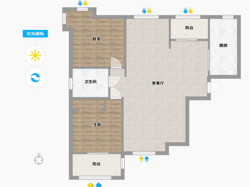 陕西省-西安市-曲江观邸-93.82-户型库-采光通风