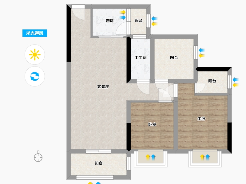 广东省-佛山市-江滨香格里-71.70-户型库-采光通风