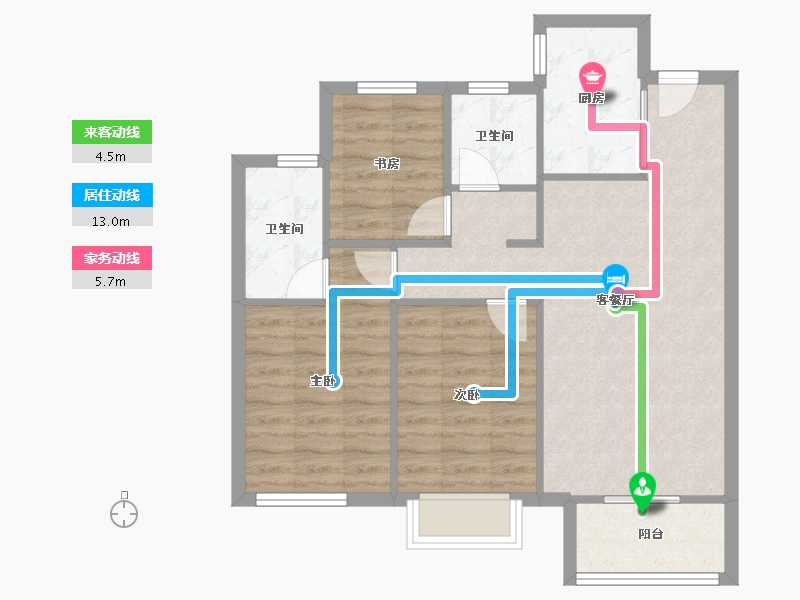 浙江省-宁波市-未来里-74.99-户型库-动静线