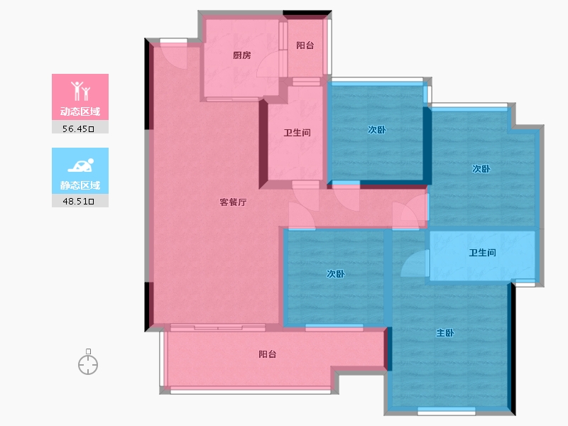 湖南省-怀化市-金为潇湘首座-108.00-户型库-动静分区