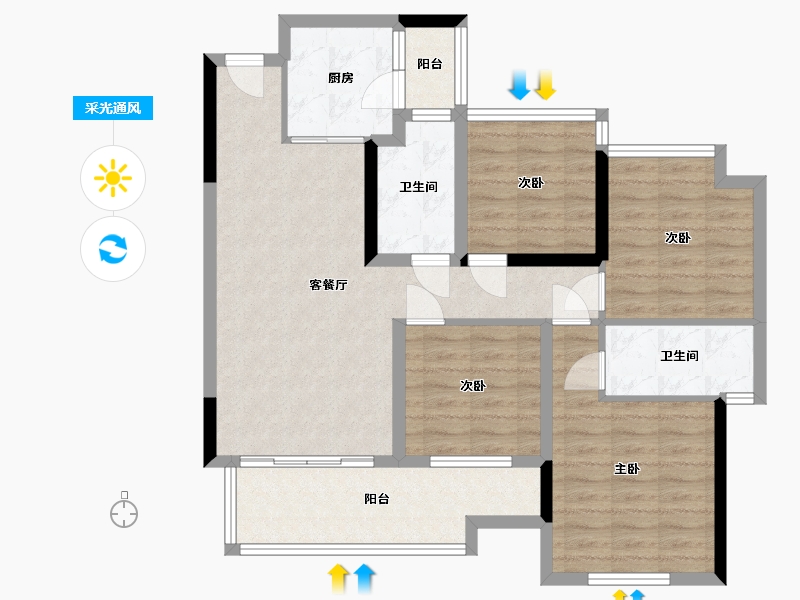 湖南省-怀化市-金为潇湘首座-108.00-户型库-采光通风