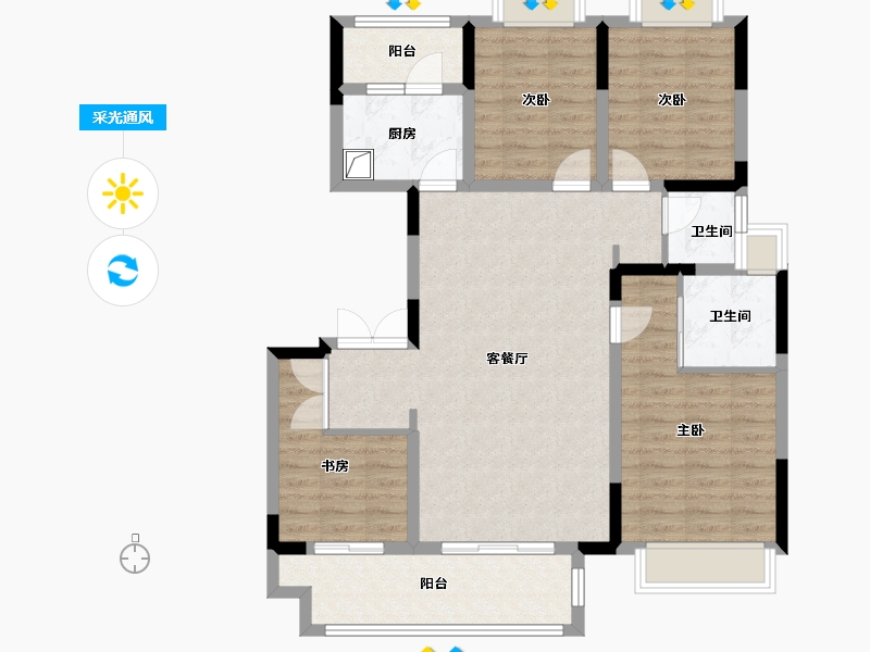 重庆-重庆市-大足吾悦公馆-108.00-户型库-采光通风