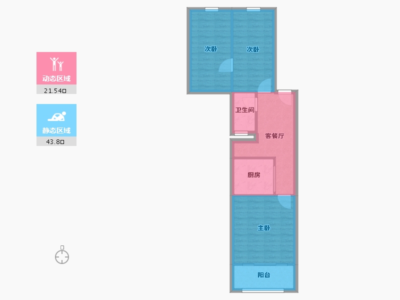 上海-上海市-法华镇路101弄小区-68.30-户型库-动静分区