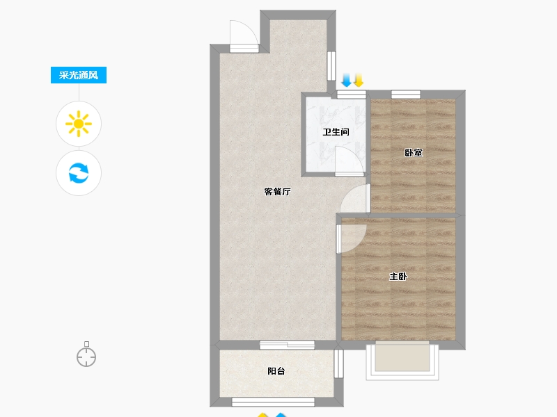 福建省-福州市-央城佳苑-65.60-户型库-采光通风