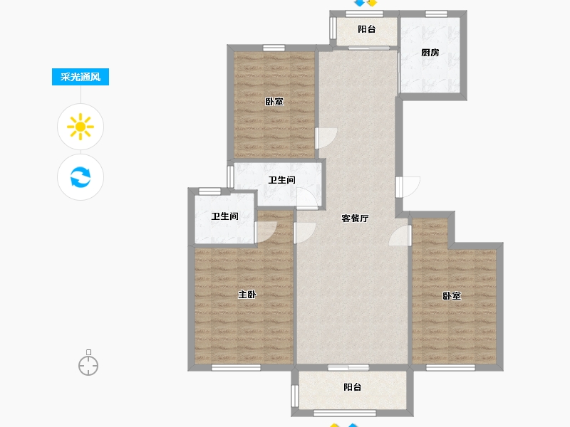 河南省-开封市-鼎立国际城-B区-111.83-户型库-采光通风