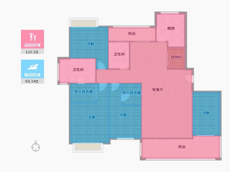 江苏省-苏州市-双湖湾花园-2期-154.95-户型库-动静分区