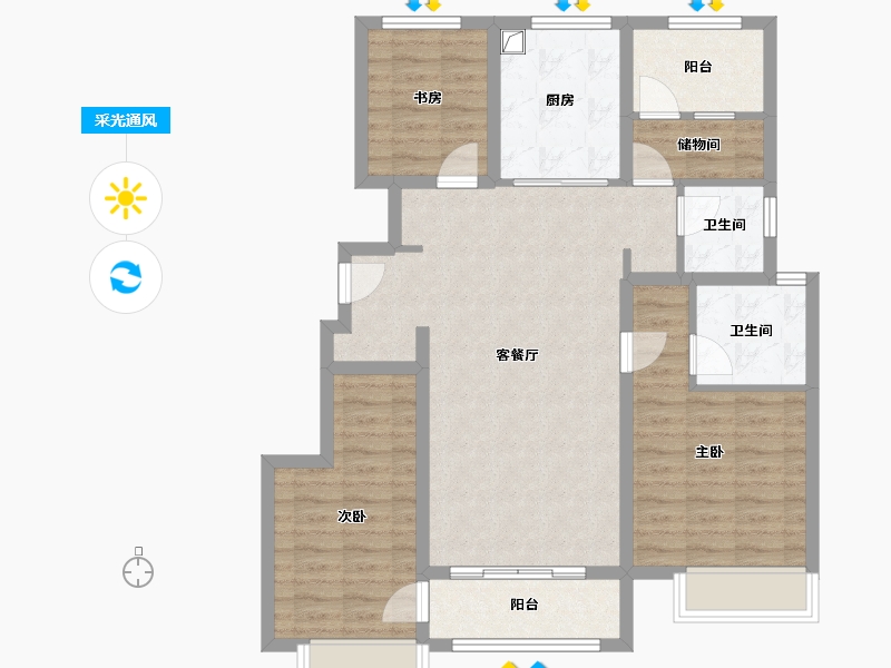 山东省-济南市-雪山万科城-107.00-户型库-采光通风