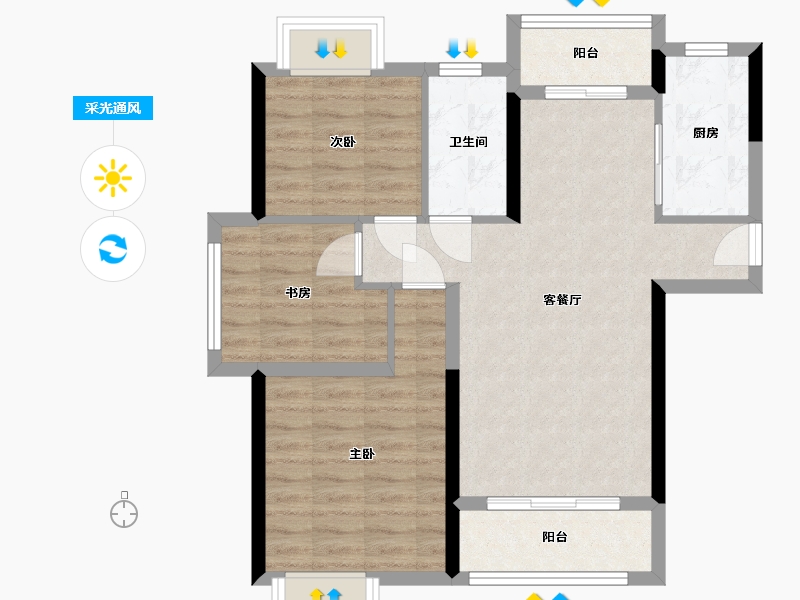 湖北省-襄阳市-东津世纪城16区天境台-82.40-户型库-采光通风