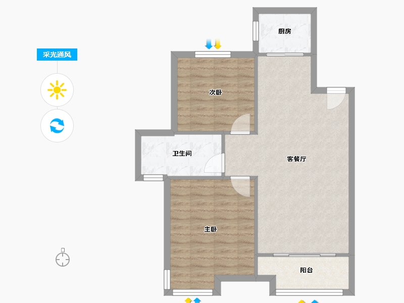 江苏省-镇江市-仙林悦城-74.00-户型库-采光通风