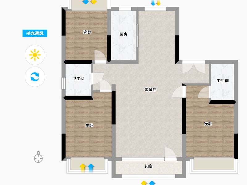 吉林省-长春市-龙翔御府-102.40-户型库-采光通风