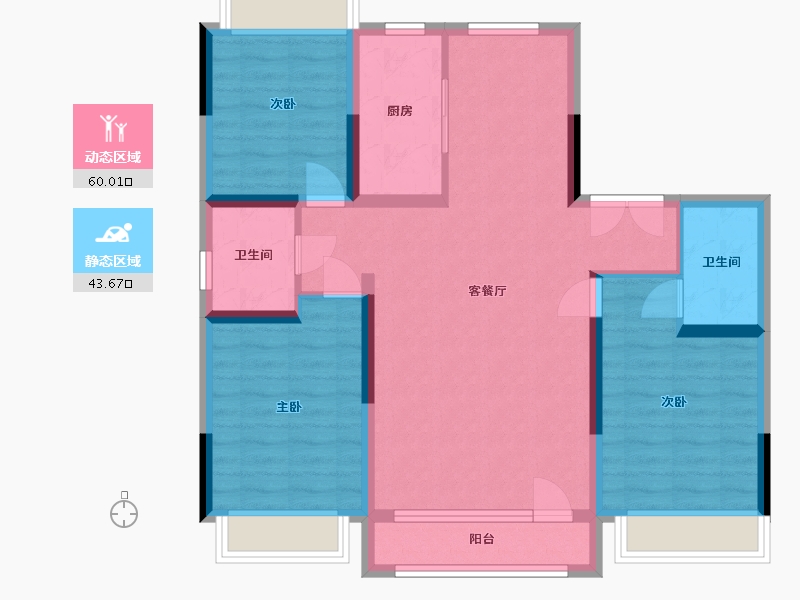 吉林省-长春市-龙翔御府-102.40-户型库-动静分区