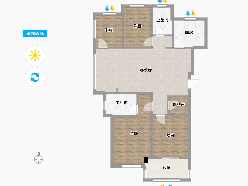 浙江省-杭州市-中天珺府二期-92.00-户型库-采光通风