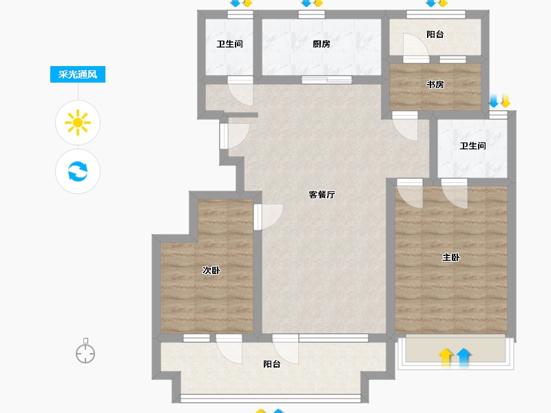 山东省-济宁市-瑞马晴川-95.20-户型库-采光通风