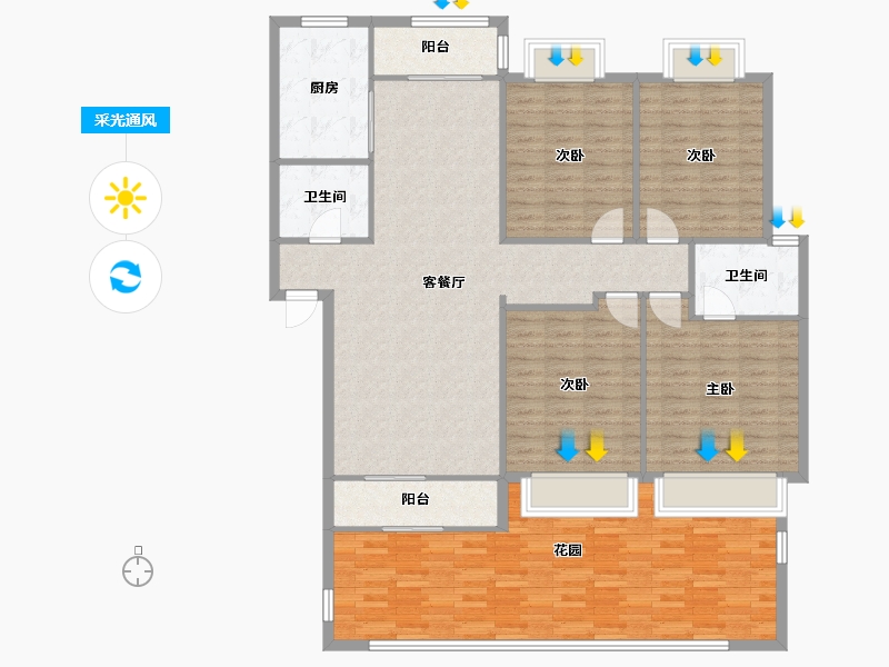 云南省-曲靖市-金麟苑-136.00-户型库-采光通风