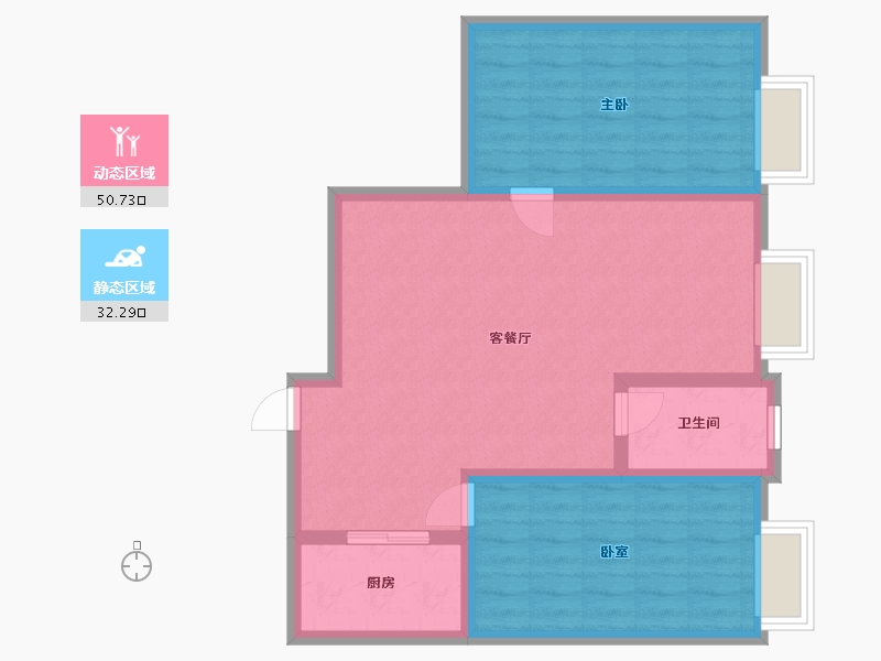 北京-北京市-北京澳洲康都-66.75-户型库-动静分区