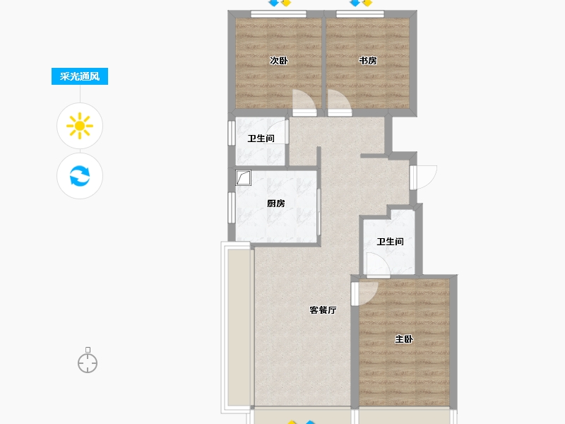 北京-北京市-玺悦朝阳-80.17-户型库-采光通风