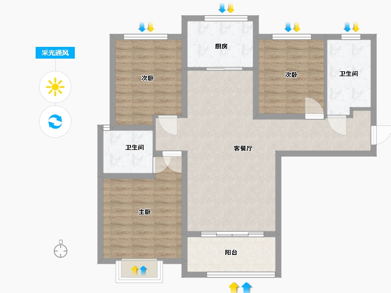 河南省-鹤壁市-阳光鑫城-91.11-户型库-采光通风