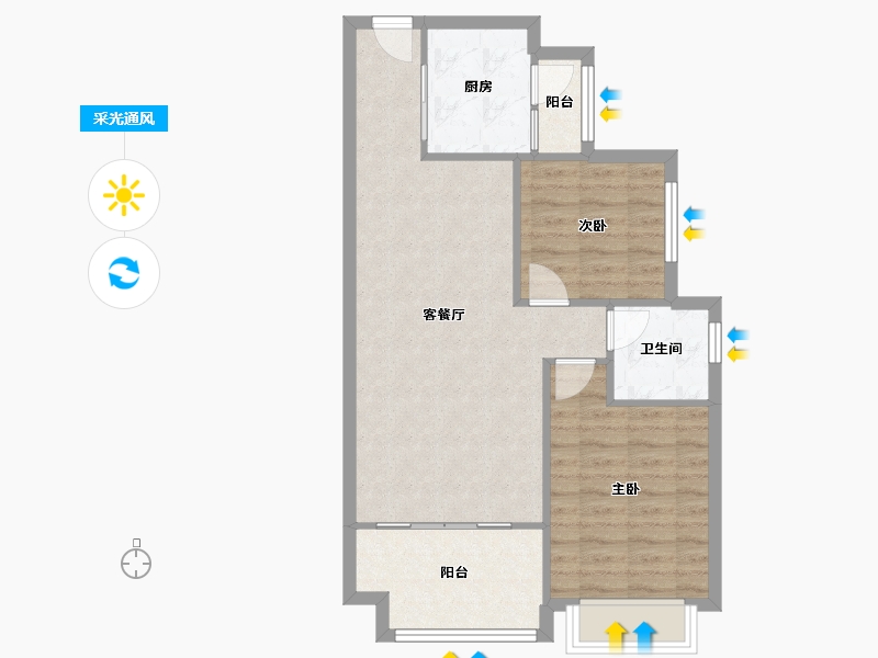 广东省-惠州市-龙光城北2期-69.60-户型库-采光通风