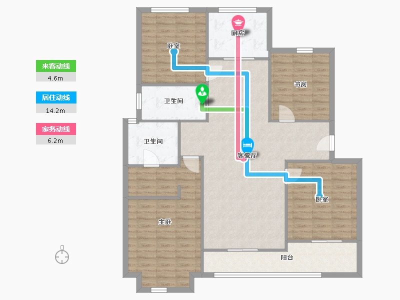 浙江省-宁波市-荣安香园二期-118.60-户型库-动静线