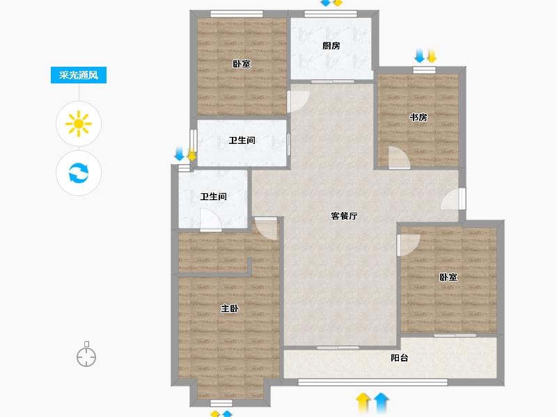 浙江省-宁波市-荣安香园二期-118.60-户型库-采光通风