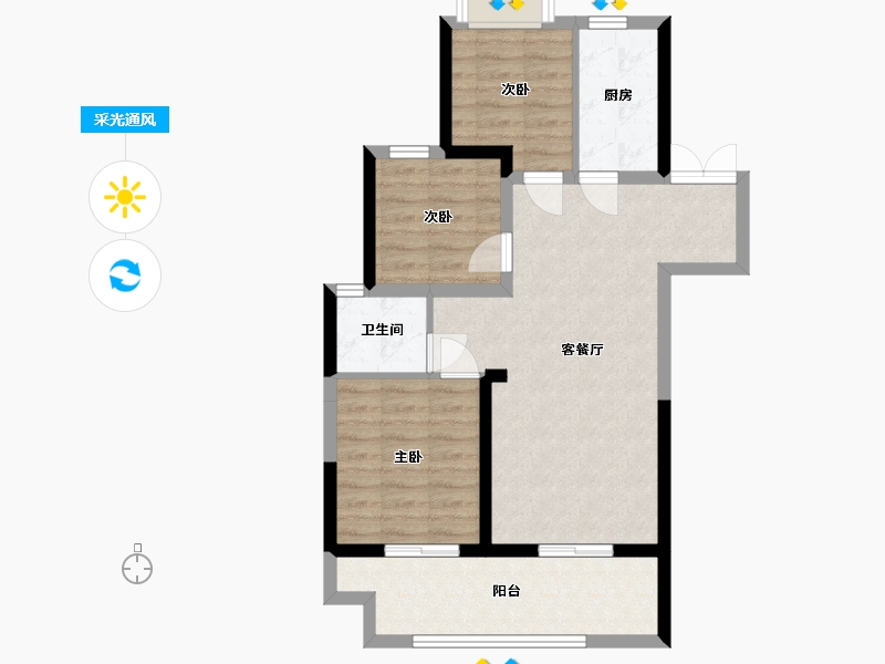 湖北省-鄂州市-鄂州吾悦华府-78.59-户型库-采光通风