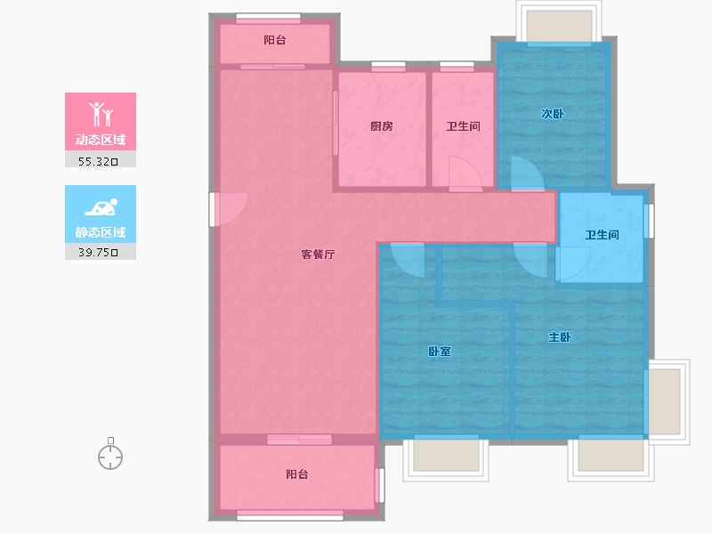 江西省-南昌市-万达文化旅游城K区滨江悦府-126.00-户型库-动静分区