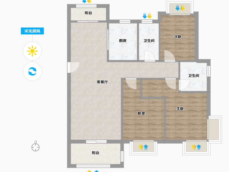 江西省-南昌市-万达文化旅游城K区滨江悦府-126.00-户型库-采光通风