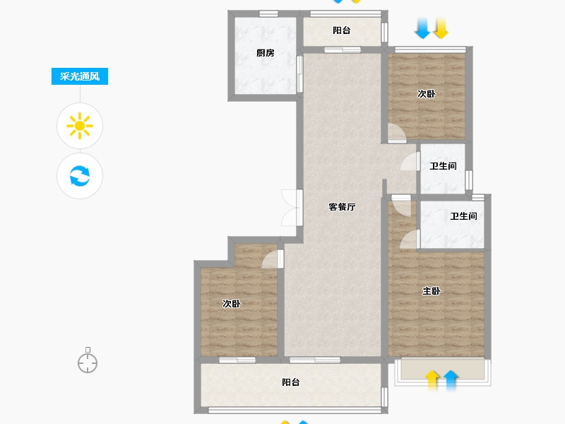 河南省-济源市-合生龙岗府-104.00-户型库-采光通风