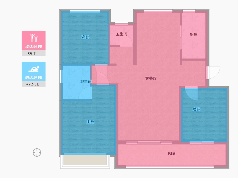 河南省-济源市-合生龙岗府-105.60-户型库-动静分区