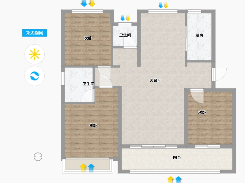 河南省-济源市-合生龙岗府-105.60-户型库-采光通风