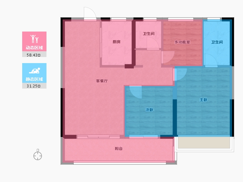 江苏省-淮安市-春风南岸-81.00-户型库-动静分区