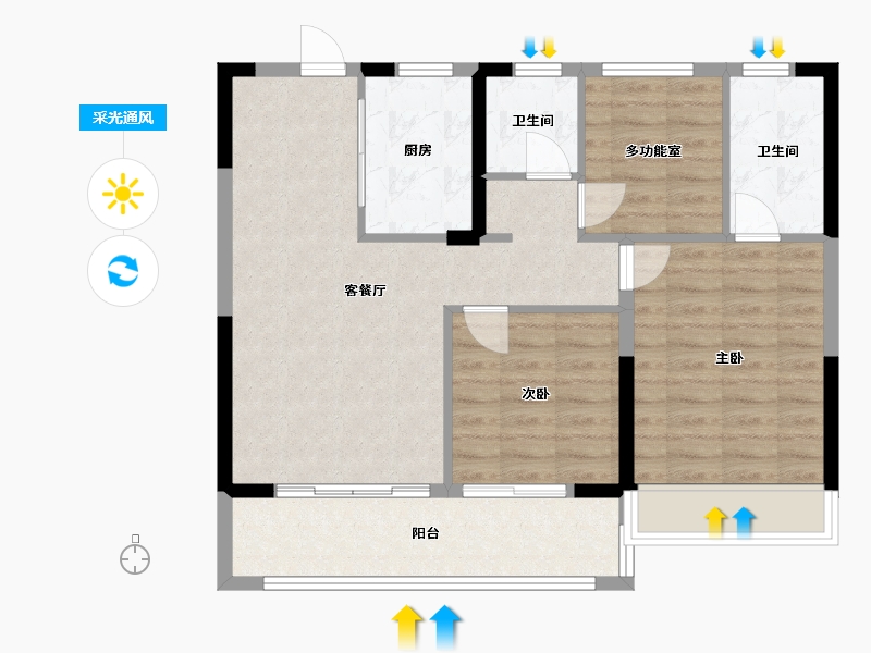 江苏省-淮安市-春风南岸-81.00-户型库-采光通风