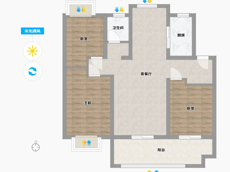 安徽省-阜阳市-樾江台-93.60-户型库-采光通风