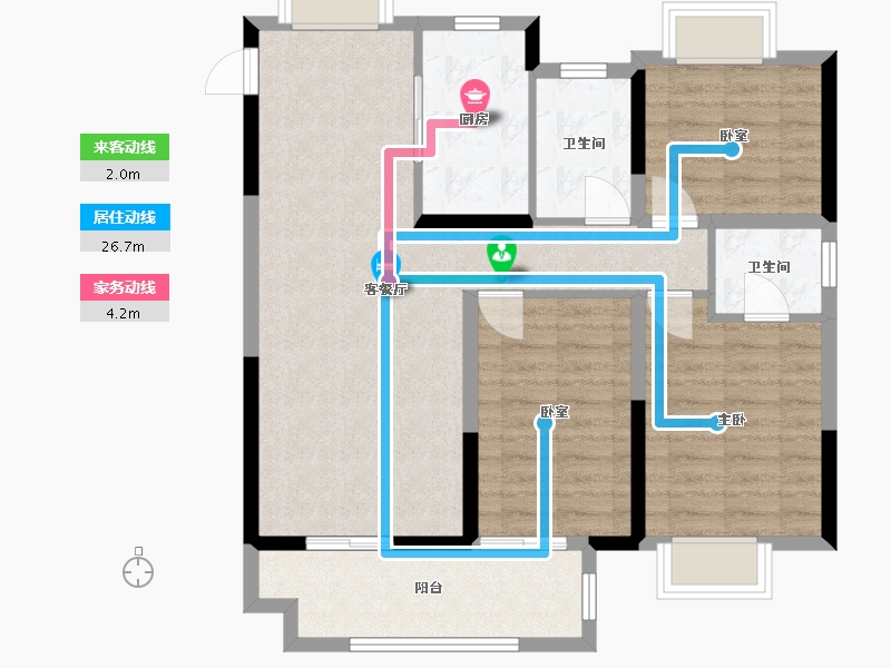 江苏省-徐州市-珍宝岛雍景和府-91.61-户型库-动静线