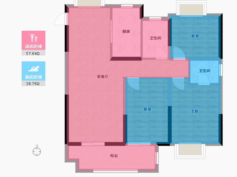 江苏省-徐州市-珍宝岛雍景和府-91.61-户型库-动静分区