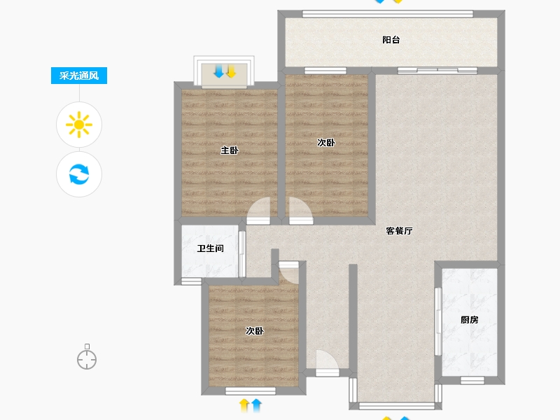 河南省-信阳市-政和花园-D区-130.75-户型库-采光通风