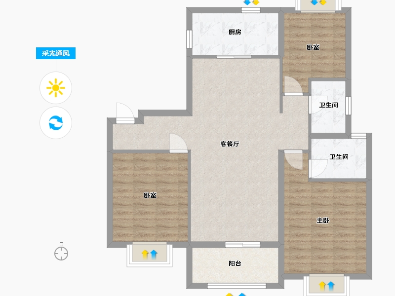 浙江省-宁波市-世茂天玺-103.46-户型库-采光通风