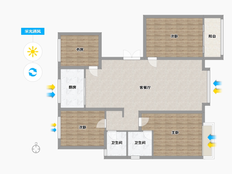 河北省-石家庄市-天成·云玺-118.40-户型库-采光通风