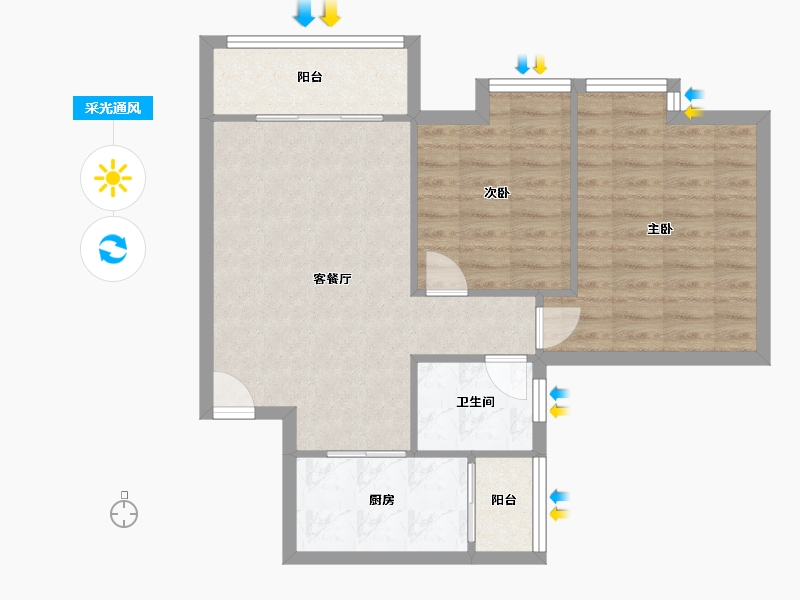 重庆-重庆市-盛世北辰-A区-67.94-户型库-采光通风