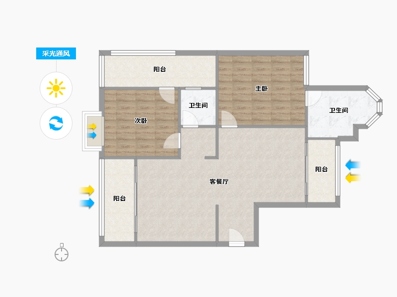 福建省-厦门市-园博一号1期-94.40-户型库-采光通风