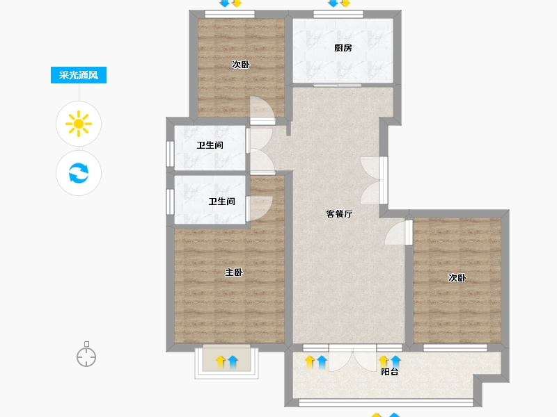 山东省-济宁市-佳合玫瑰园-104.00-户型库-采光通风