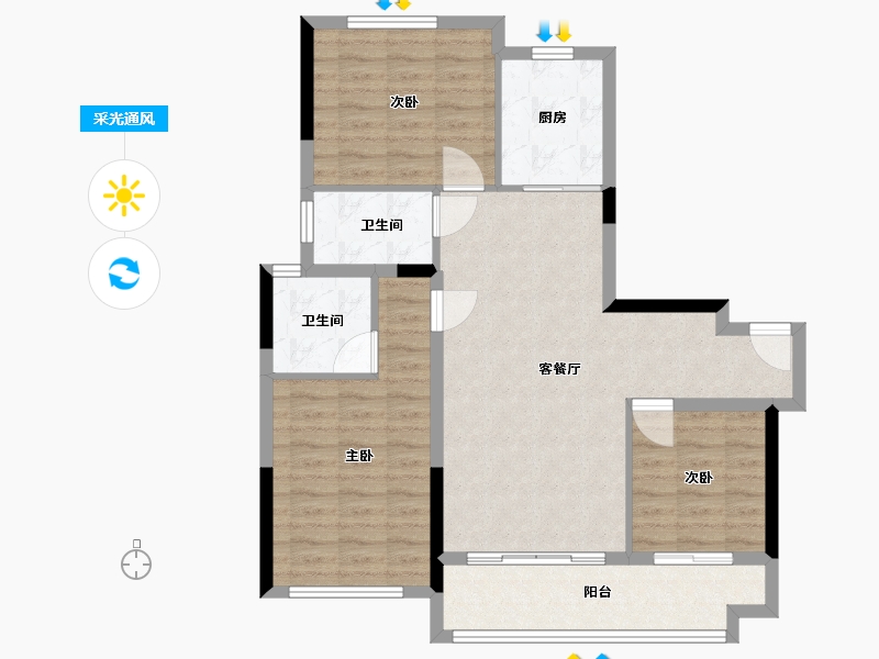 福建省-宁德市-周宁碧桂园-87.20-户型库-采光通风