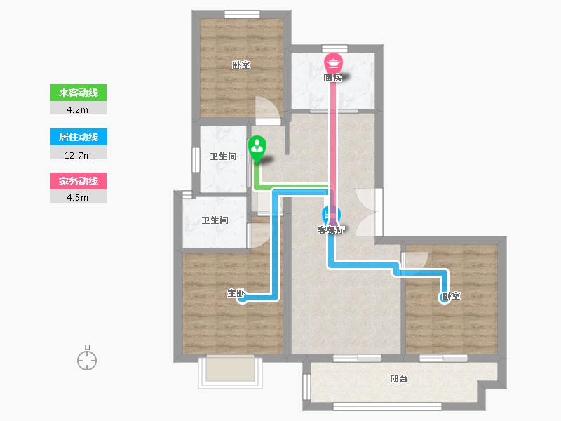 河南省-商丘市-天龙湖中央公园营销中心-73.13-户型库-动静线