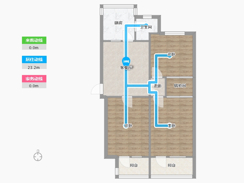 河北省-石家庄市-省梆子剧院宿舍-62.84-户型库-动静线