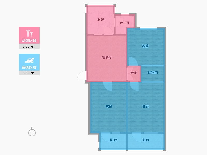 河北省-石家庄市-省梆子剧院宿舍-62.84-户型库-动静分区